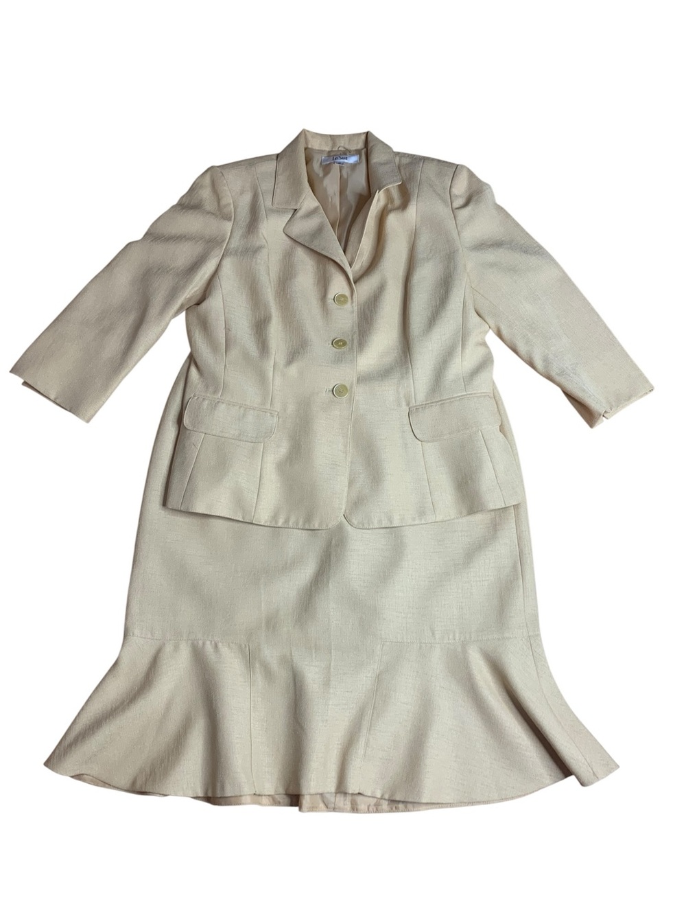 Le Suit 2-Piece Skirt Suit Set - Champagne Yellow - Size 14
